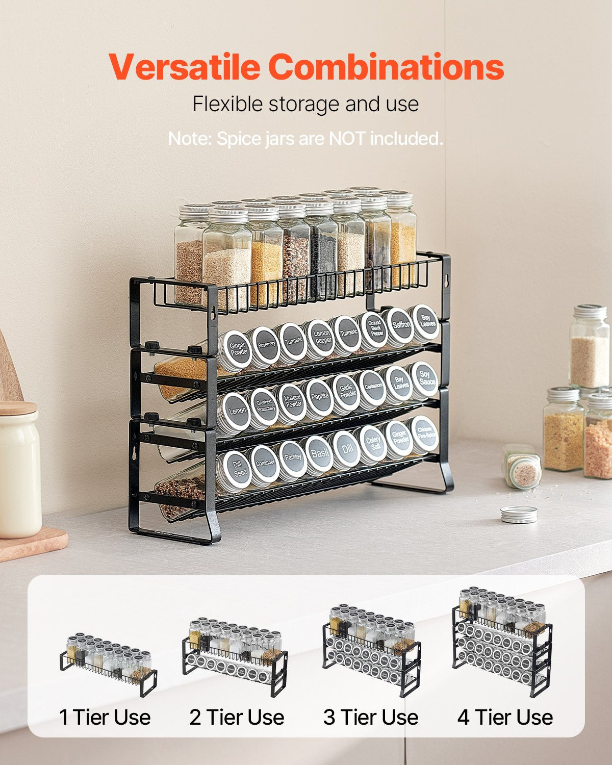 Spice Rack Organizer For Cabinet Kitchen Countertop — 18x11 In