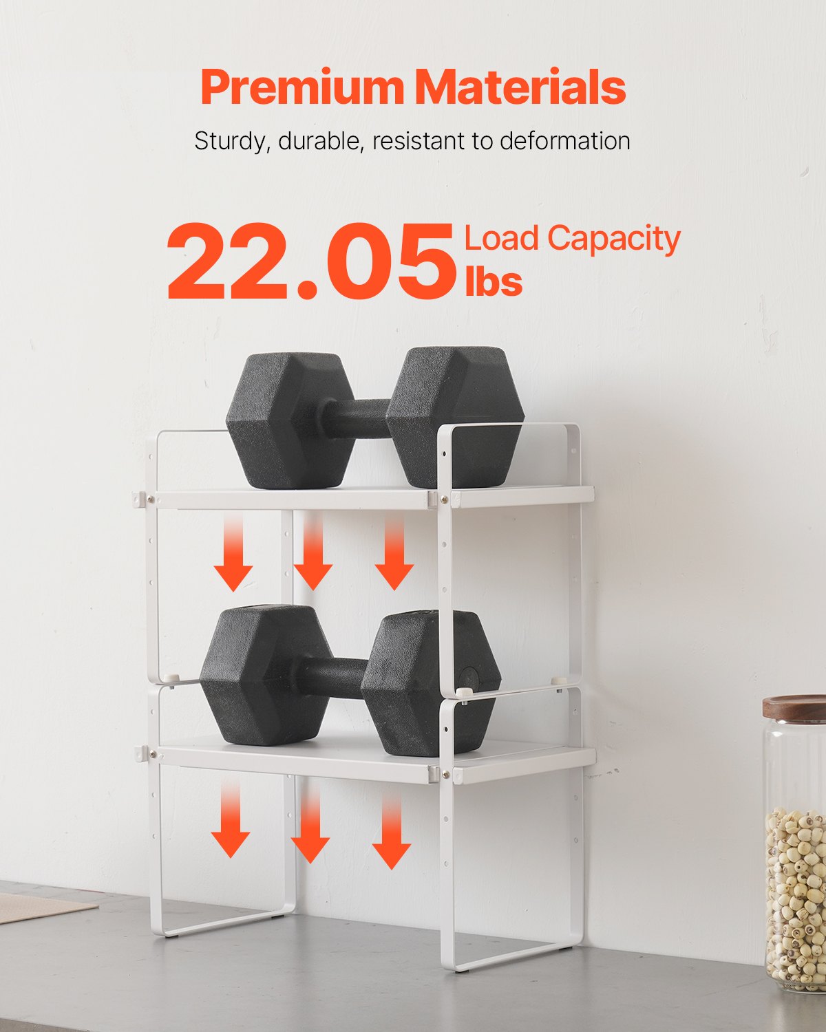 2 Tier Cabinet Organizer Shelf Counter Shelves Steel Kitchen Storage Spice Rack