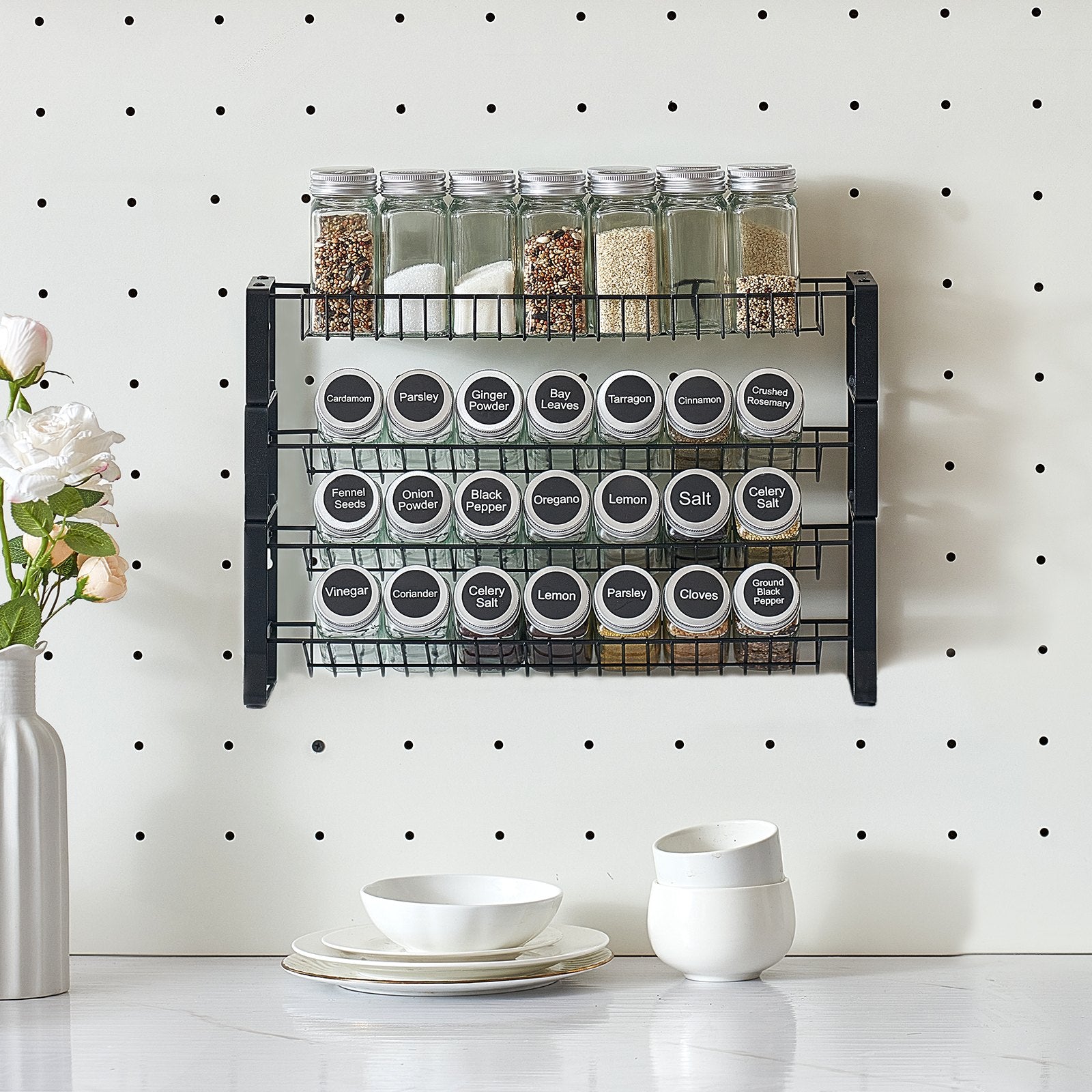 Spice Rack Organizer For Cabinet Kitchen Countertop — 18x11 In