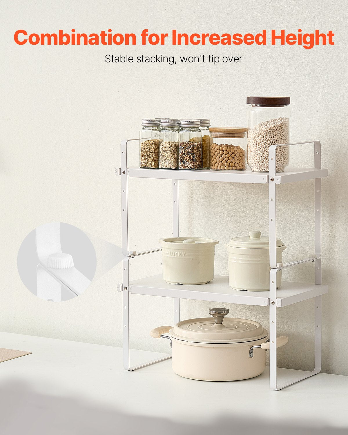 2 Tier Cabinet Organizer Shelf Counter Shelves Steel Kitchen Storage Spice Rack