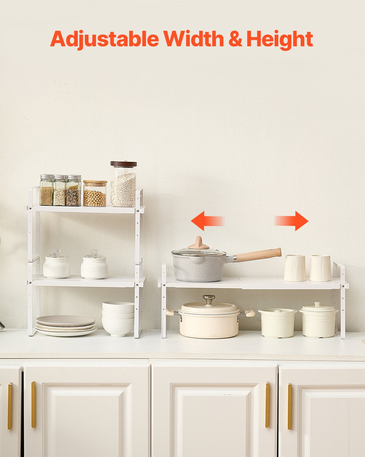 2 Tier Cabinet Organizer Shelf Counter Shelves Steel Kitchen Storage Spice Rack