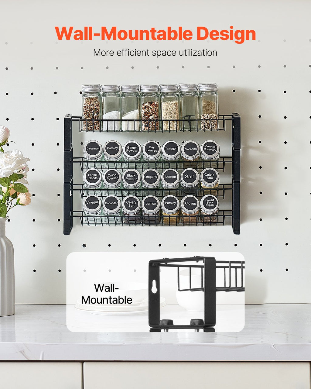Spice Rack Organizer For Cabinet Kitchen Countertop — 18x11 In