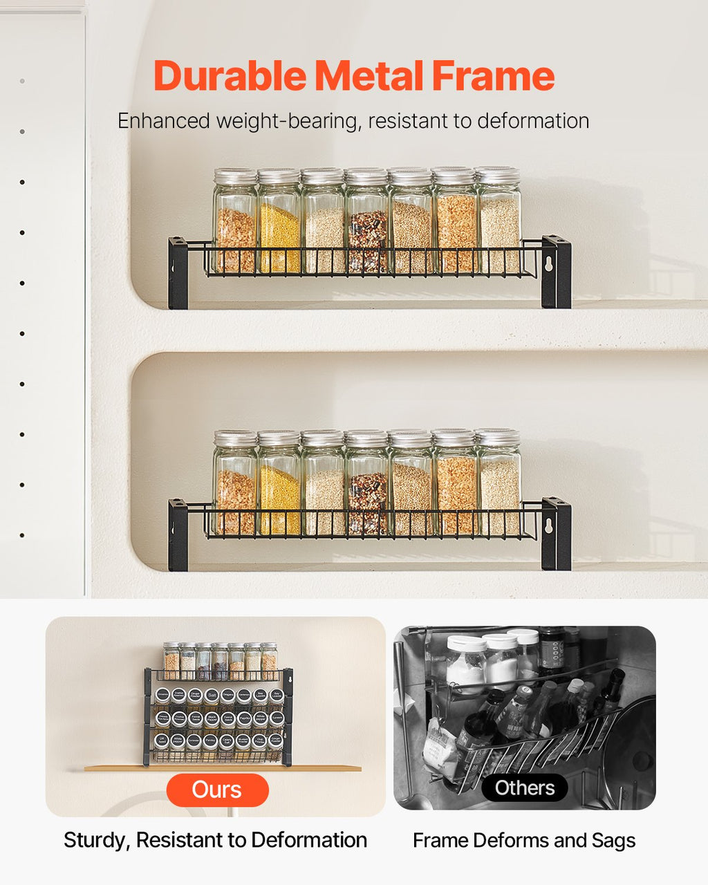 Spice Rack Organizer For Cabinet Kitchen Countertop — 18x11 In